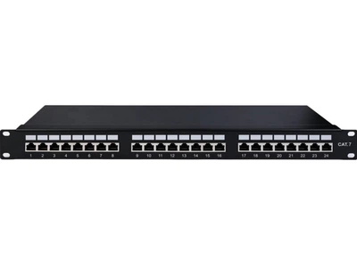 Патч-панель екранована LEENUE Cat7 , 24 порти RJ45, 19” 1U, 10 Гбіт/с