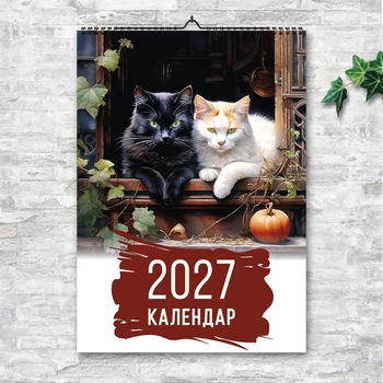 Календарь 2027 настенный перекидной КОТЫ 13 ЛИСТОВ ENTERSTORE 42х29.7 см (ART 250131)