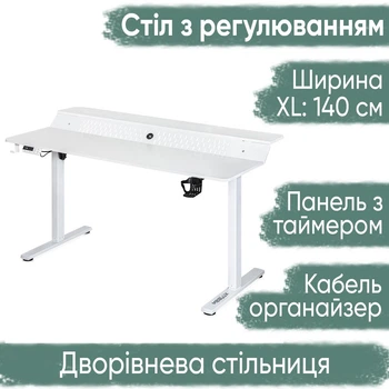Стіл з електрорегулюванням висоти Mealux PowerDesk Extra XL White (арт. EVO-264 W/W)