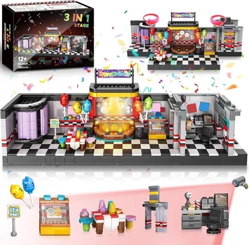 Конструктор Five Nights at Freddys Пиццерия с аниматрониками 1388 деталей для сборки большой коллекционной модели Freddy Fazbears Pizza набор для фанатов популярной игры ФНАФ игровой комплект для творческого досуга детей и взрослых