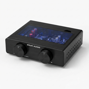 Стереоусилитель Douk Audio A5 TPA3255 300 Вт класса D с фильтром верхних частот блоком питания 32В 5А и LED подсветкой настольный HiFi Черный
