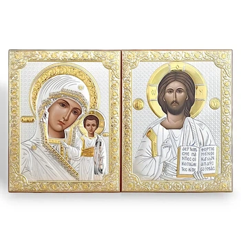 Иконы венчальные 17,5х22,5 см серебряные на дереве