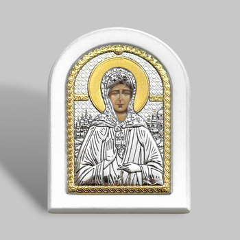 Икона серебряная 6х7.5 см. Лик прописанный. Матрона Московская. A-1/013G/B