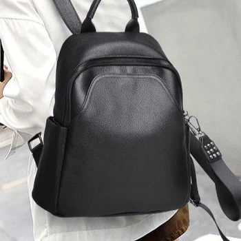 Женский классический кожаный рюкзак черный городского типа 85378 Tiding Bag