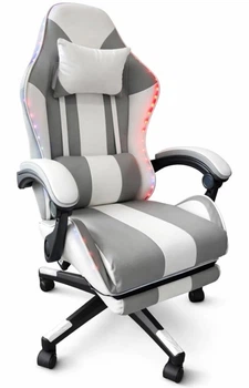 Геймерское кресло Bonro B-964 белое с RGB подсветкой и выдвижной подставкой для ног (163-76-42412138)