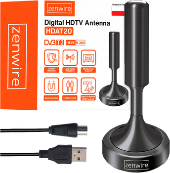 Wewnętrzna TV Antenna Zenwire DVBT2 HEVC H.265 (5904507521677)