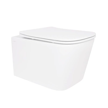Унітаз підвісний Crow Rimless 485х340х330 мм, White, з сидінням Slim Duroplast/ Soft-close/ Quick Release QT05