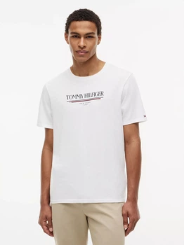 Футболка хлопковая длинная мужская Tommy Hilfiger XM07845-YCF(Optic White) L Белая (198928519176)