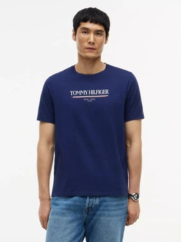 Футболка бавовняна довга чоловіча Tommy Hilfiger XM07845-C7G(Light Navy) L Синя (198928519855)