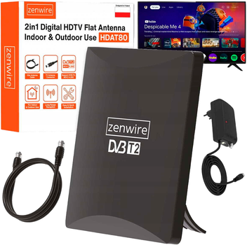 Wewnętrzna TV Antenna Zenwire DVB-T2 HEVC 2 in 1 4K HDAT80  (5904507521806)