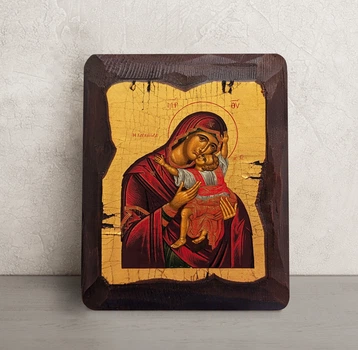 Писаная Сердечная икона Божией Матери (Кардиотисса) 12×15,5 см