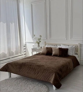 Покривало ТЕП велюрове Velour Ромб круглий темно-коричневий 150*210 см