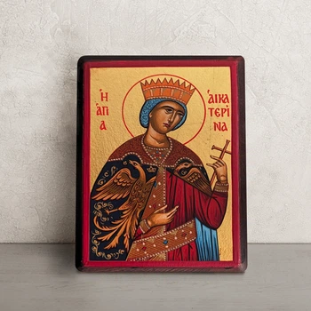 Писаная икона Святая великомученица Екатерина Александрийская 14×20 см