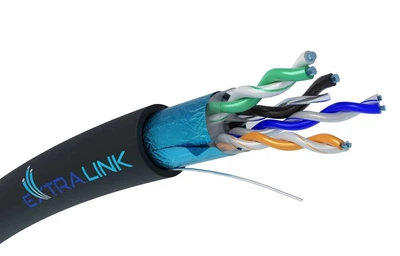 Kabel EXTRALINK CAT5E FTP (F/FTP) sieciowy skrętka 305 m Czarny (5903148917092)