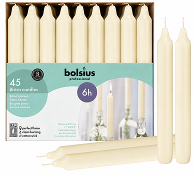 Свеча столовая 1Bolsius 180/21 ivory 45 шт