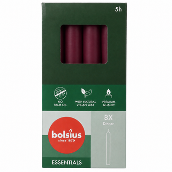 Свеча столовая Bolsius wine red 170/20мм 8шт