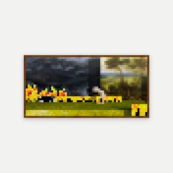 Картина на полотне пиксельная Changing (Переодевание) из игры Майнкрафт 20x40 см
