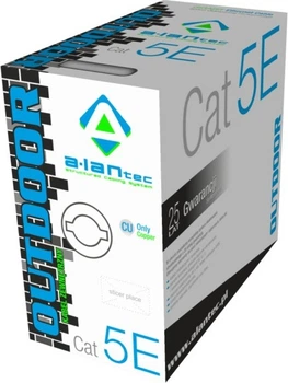 Кабель Alantec CAT 5e U/UTP Fca 4x2x24 AWG мережевий гелевий 305 м Чорний (5901738551305)