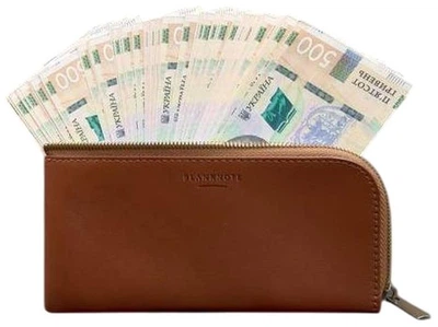 Кожаное портмоне-купюрник на молнии 14.1 из натуральной кожи Краст кошелек для купюр монет и карт светло-коричневый 59838