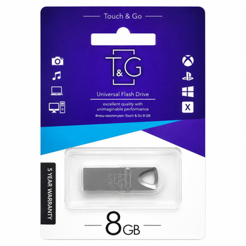 Флешка USB 8GB T&G 117 металл серебро