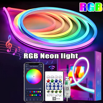 LED лента RGB Неоновая Веревка 10м 5V Bluetooth IP65 для подсветки помещения
