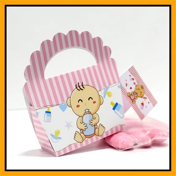 Подарочные коробочки для гостей с карточками (25 шт) Baby Shower / Крестины, розовые