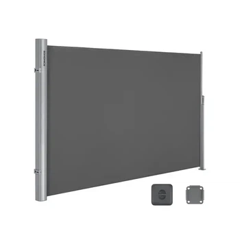 Висувна бічна маркіза SONGMICS 160×300 см у вертикальній касеті з приймальною стійкою, графітова