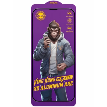 Защитное стекло 5D Anti-static Purple (тех.пак) для Apple iPhone 13 / 13 Pro / 14 / 16e / 17e (6.1") Чорний