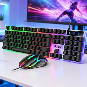 Проводной игровой комплект T350: клавиатура и оптическая мышь с LED-подсветкой, USB