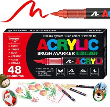Набір акрилових маркерів із пензлевим наконечником ACRYLIC BRUSH MARKER, 48 кольорів, DMX-2025A-48