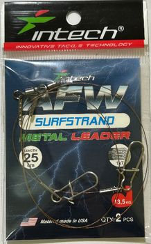 Поводок металлический Intech AFW Surfstrand 1x7, 25 см, 0,34 мм, 30 lb (13,5 кг), 2 шт./уп.(FS_BB025B1D4A67)
