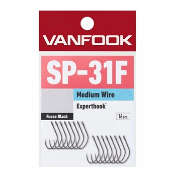 Крючок Vanfook SP-31F #6 (16 шт.), одинарный, Fusso Black PTFE, для блесен, форелевая рыбалка(FS_4DF890CEA57B)