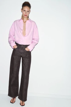 Коричневі прямі джинси Zara 9942/066 34