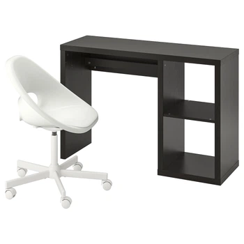 Стол и стул, черно-коричневый/белый KALLAX/LOBERGET IKEA 795.550.06