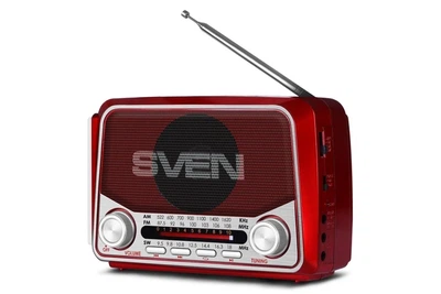 Радіоприймач SVEN SRP-525 Red FM/AM/SW, USB, microSD, ліхтарик