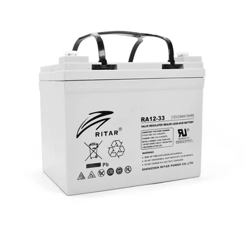 Акумуляторна батарея AGM RITAR RA12-33, Gray Case, 12V 33.0Ah ( 195 x 130 x155 (168) ) Q1 (UG-6237)