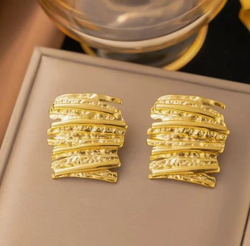 Крупные сережки Бижутерный сплав jewelry Золотистые