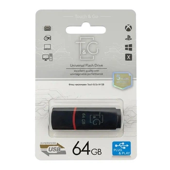 USB Флешнакопичувач T&G 64GB/ 2.0 Classic Black, флешка 64 ГБ для фото, відео та документів 25787