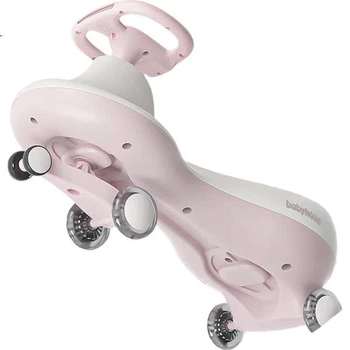 Детская машинка-каталка Babyhood Twist Car, подарок для мальчиков и девочек, светло-розовая.