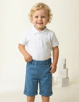 Шорти котон для хлопчика Classic Cotton,SmileTime блакитні рост 92 (LK17-04)