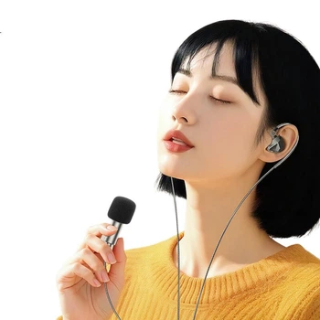 Quanmin K Ge Tencent Music Joint Custom Immersive Sound Комп'ютерна звукова карта Дротове керування K Song Гарнітура Мікрофон Динамік із записом живого співу Kpods Pro - Чорний