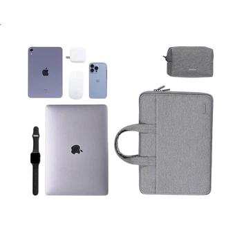 Сумка для ноутбука Ugreen, сумка-органайзер для ноутбуков 15-16 дюймов, двухслойная, серого цвета, совместима с Apple MacBook, Lenovo, Huawei MateBook, Xiaomi.
