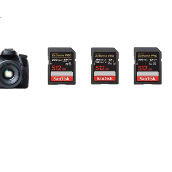 Карта пам'яті SanDisk SD 512 ГБ, 4K V30 U3 C10, карта пам'яті для камери, швидкість читання 200 МБ/с, швидкість запису 140 МБ/с, карта пам'яті для бездзеркальних/дзеркальних камер