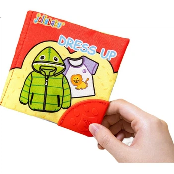 Іграшки для раннього розвитку малюків Jollybaby, тканинна книжка для немовлят, жувальний прорізувач для зубів, міцний та миється, подарункова коробка серії для скреготіння зубами