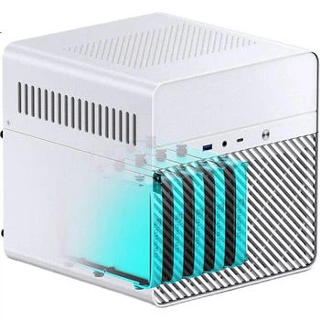 Корпус JONSBO N2 из белого алюминия для NAS-сервера (поддерживает форм-фактор ITX, расположение блока питания SFX, компоновку отсеков, 5+1 отсеков для жестких дисков, включает 12-сантиметровый вентилятор).