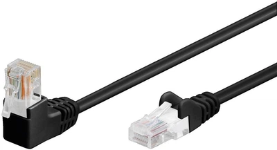 Патч-корд Goobay RJ45 UTP5e 0.25m patch AWG26 1x90° D=4.9mm Gold чорний(75.09.4169)