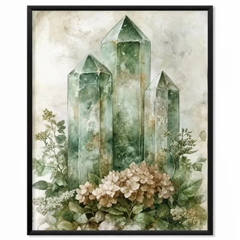 Постер «Vintage Botanical Library» «Зеленые кристаллы» зеленый 30×40 см