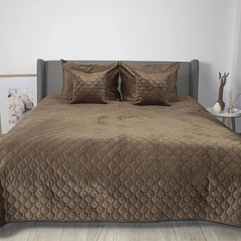 Покрывало ТЕП "VELOUR" Coffee/Ромб круглый, 240x260