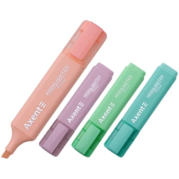 Набор маркеров Axent Highlighter 2537-A, 1-5 мм клиноп., 4 пастельных цвета (2537-80-A)