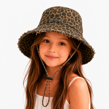 Панама для девочки с завязками и бахромой р 53-54 лепардовый принт